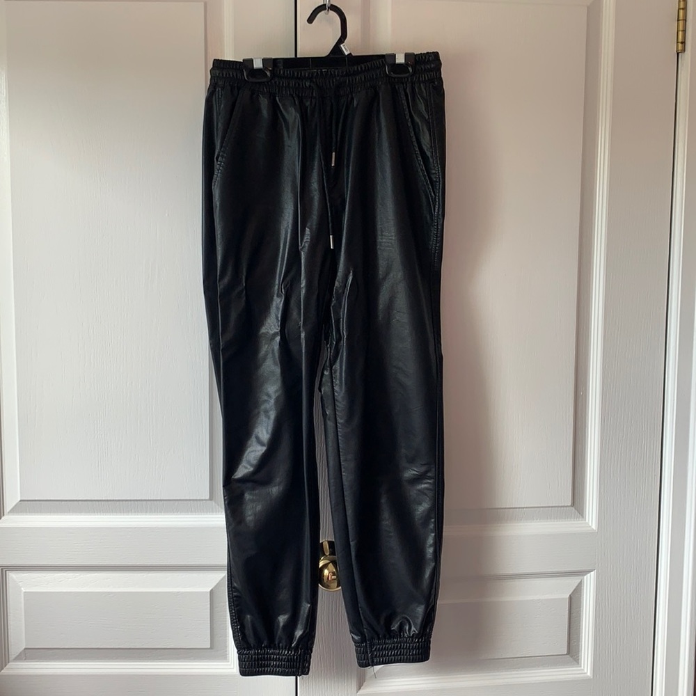 Faux leather joggers